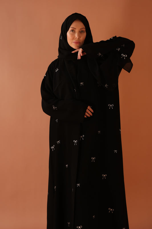 Lamsa abaya — model facing camera